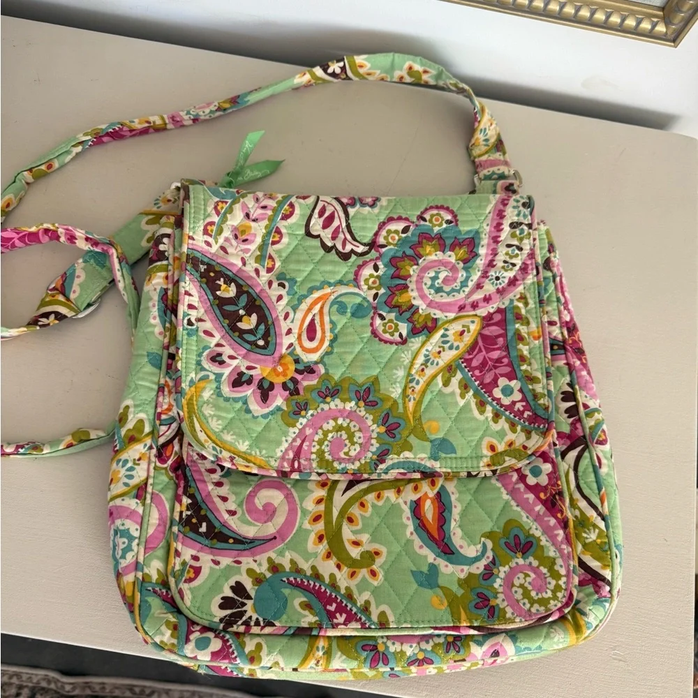 Vera Bradley Quilted Paisley Crossbody - Mint, Pink & Teal